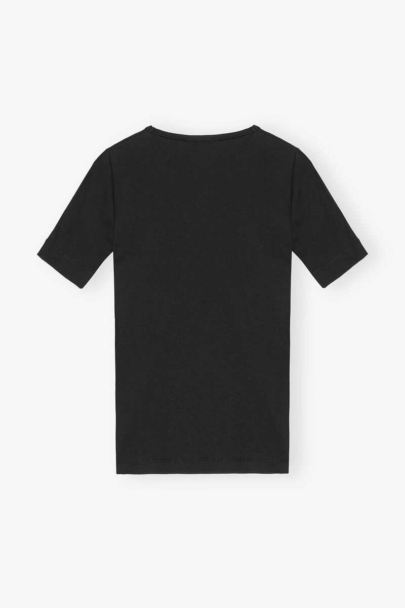Soft Cotton Rib Short Sleeve T-Shirt - Black Women's Tops - Sloane Boutique