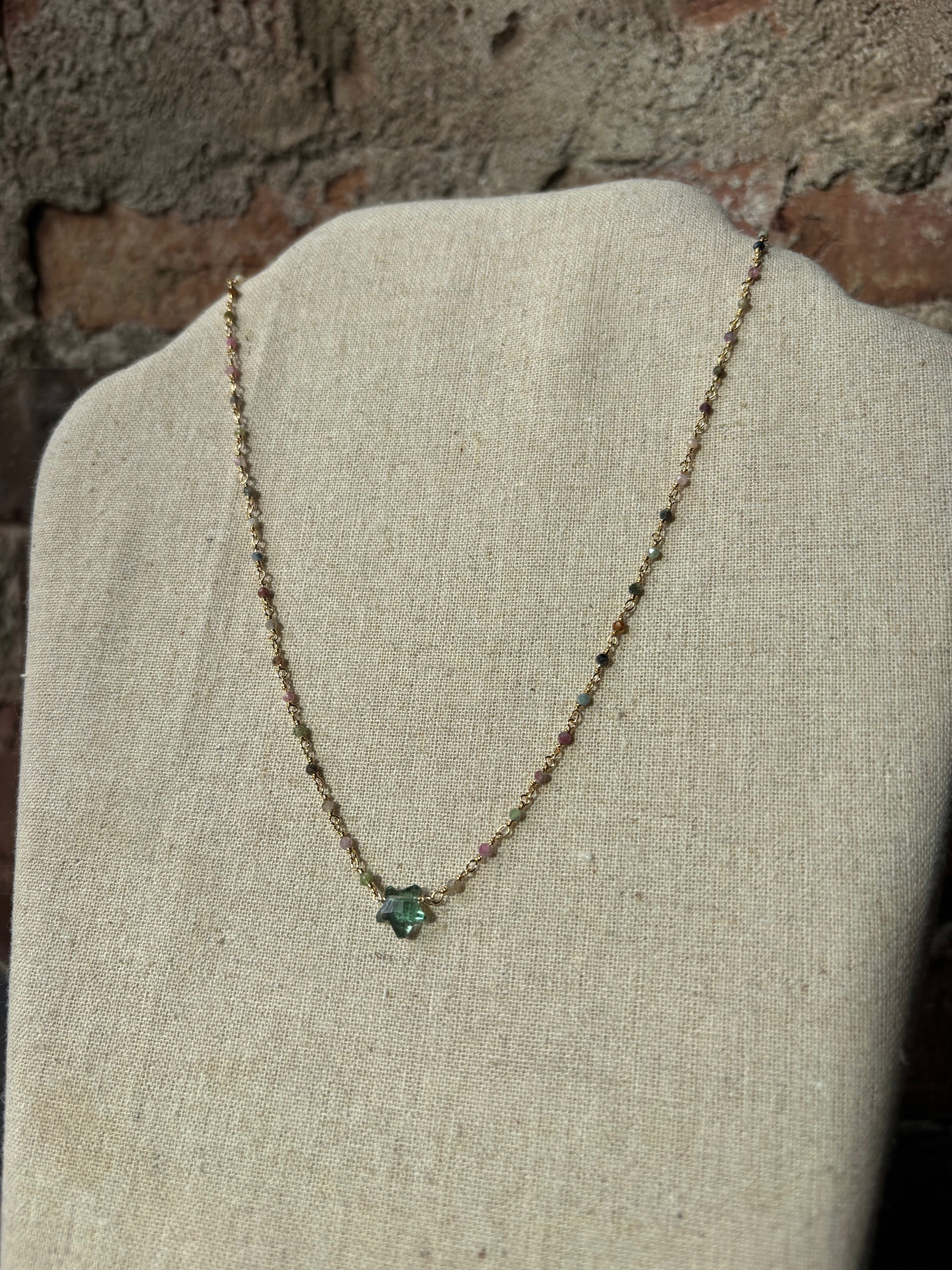 Sophie Deschamps Collier Bangalore (Single Star) - Rose Gold / Hydro Tourmaline Star Jewelry - Sloane Boutique