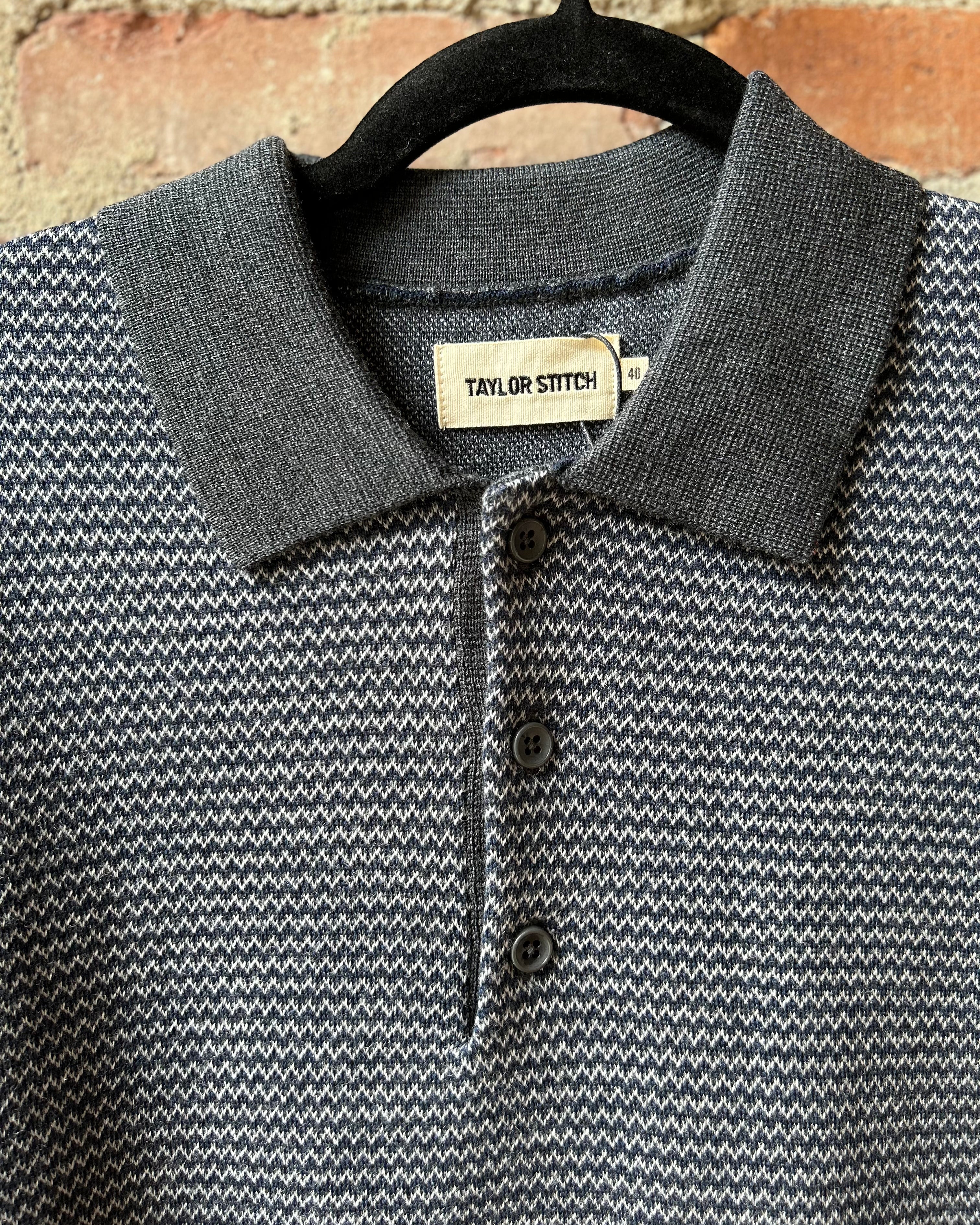 Taylor Stitch Newton Sweater Polo - Navy Birdseye Men's Tops - Sloane Boutique