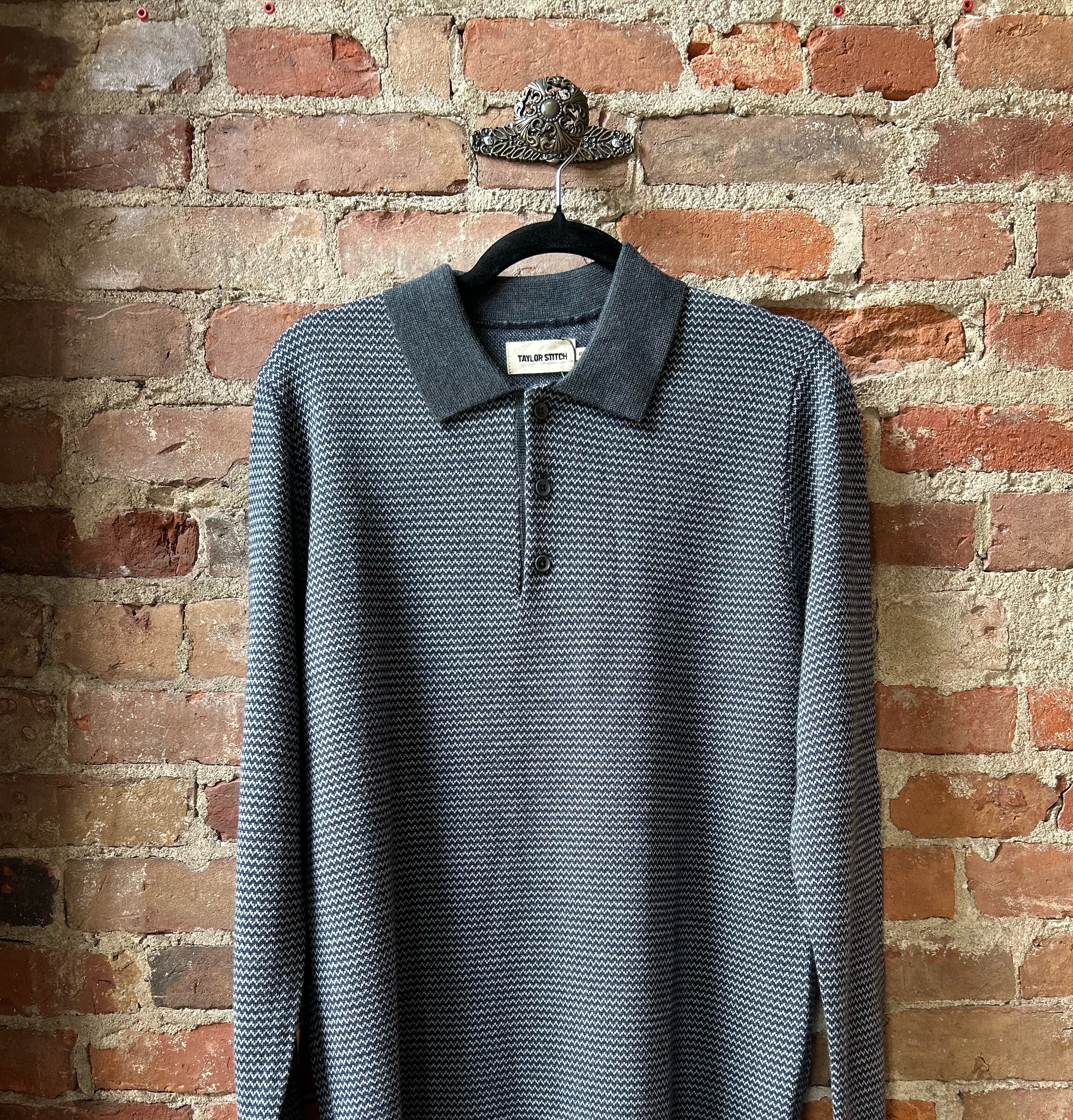Taylor Stitch Newton Sweater Polo - Navy Birdseye Men's Tops - Sloane Boutique