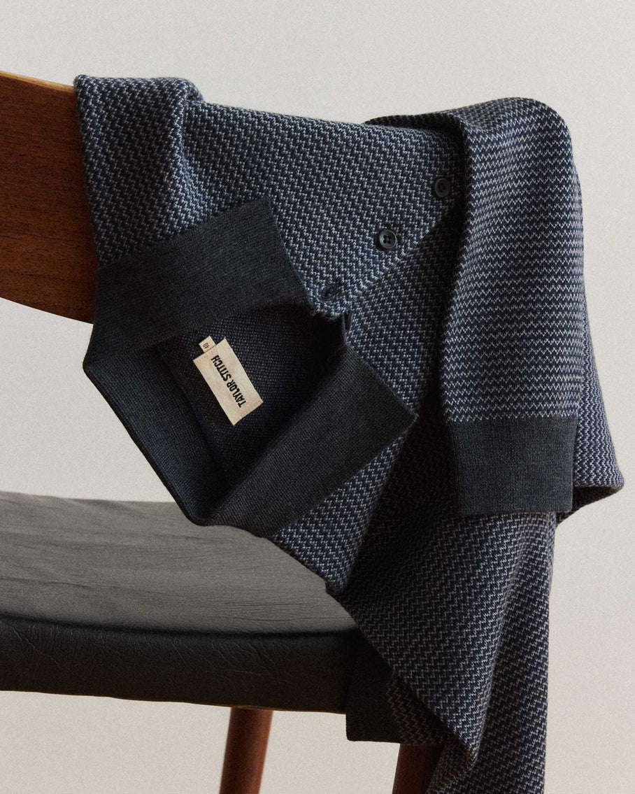 Taylor Stitch Newton Sweater Polo - Navy Birdseye Men's Tops - Sloane Boutique