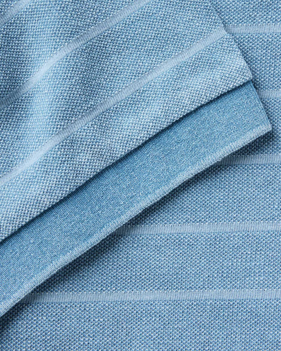 Taylor Stitch Pacific Polo - Washed Indigo Pique Stripe Men's Tops - Sloane Boutique
