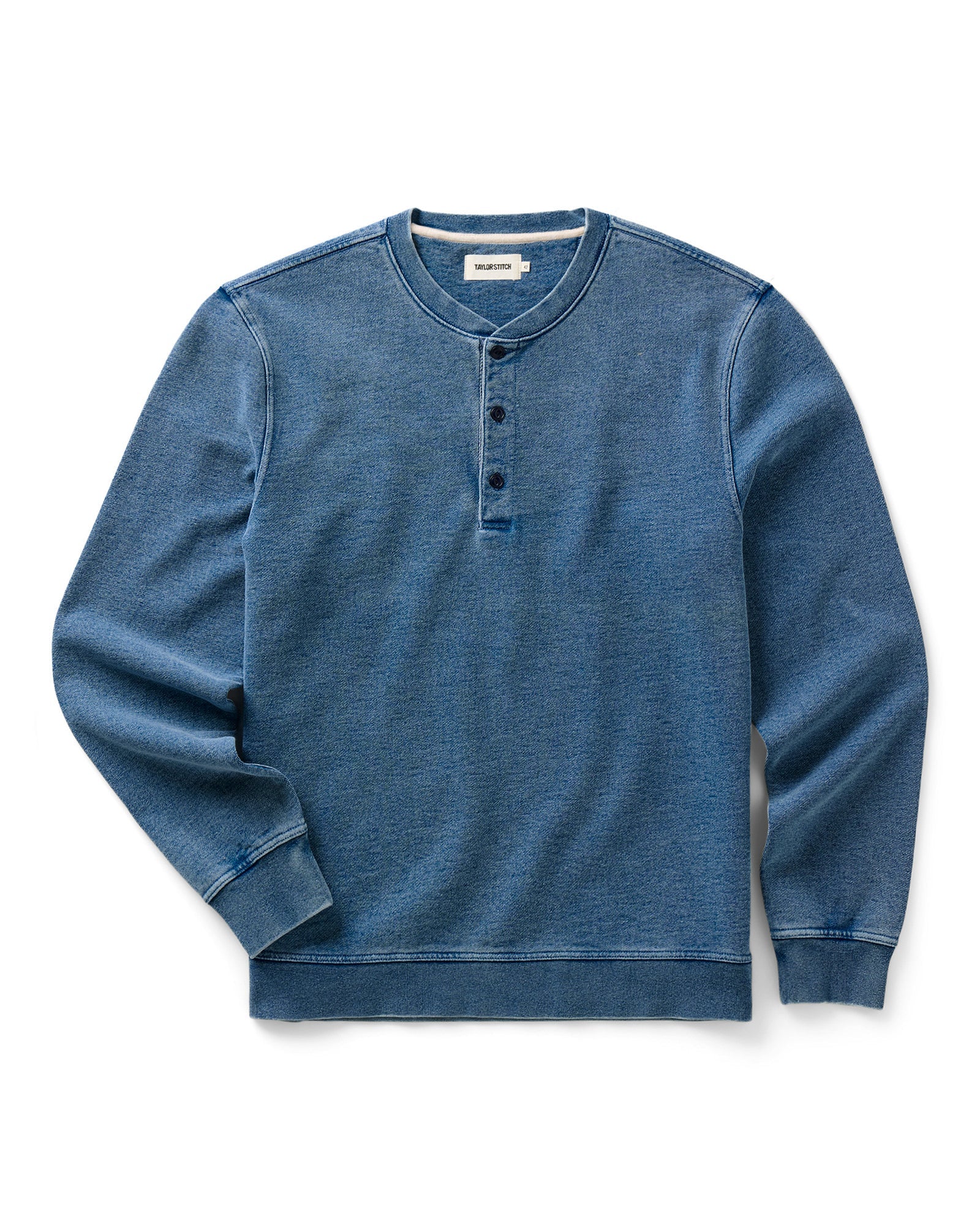 Taylor Stitch Sunset Henley - Washed Indigo Terry Men's Tops - Sloane Boutique