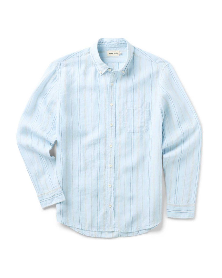 Taylor Stitch The Jack Linen - Blue Sky Stripe Men's Tops - Sloane Boutique