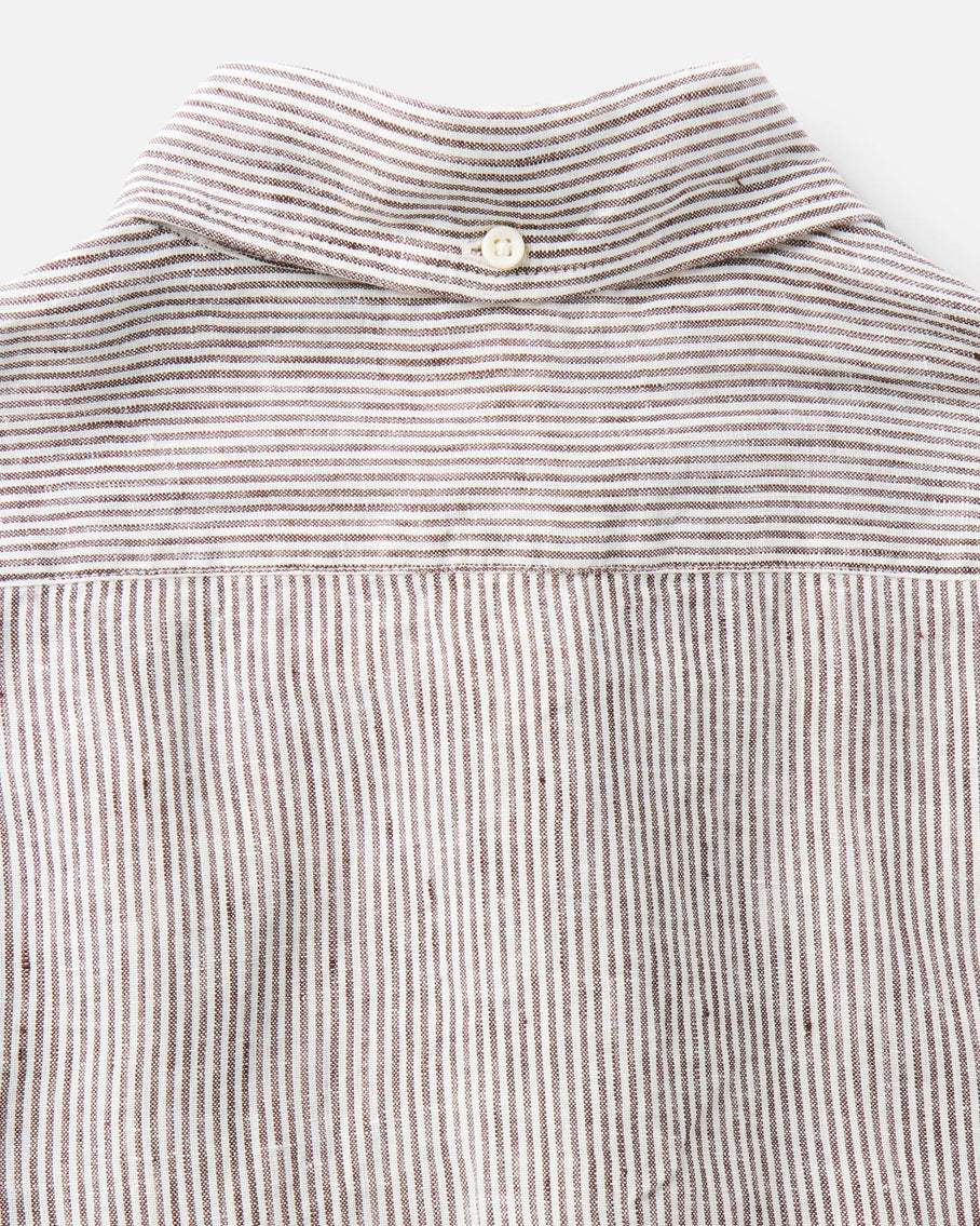 Taylor Stitch The Jack Linen - Burgundy Uni Stripe Men's Tops - Sloane Boutique