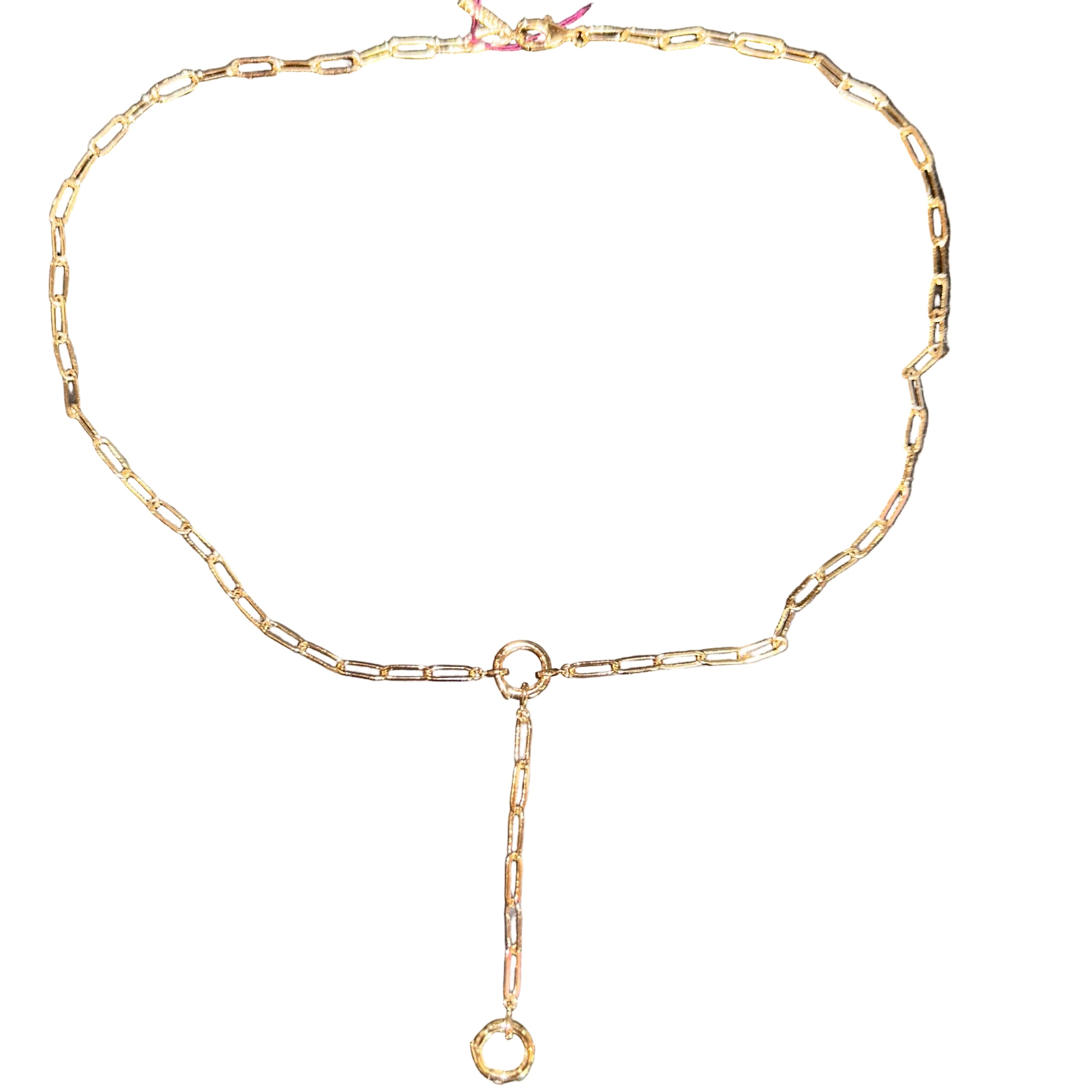 THATCH Finn Paperclip Charm Lariat Necklace - Gold Jewelry - Sloane Boutique