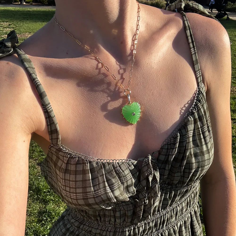 THATCH Jewelry Malene Heart Clip Charm - Light Jade Jewelry - Sloane Boutique