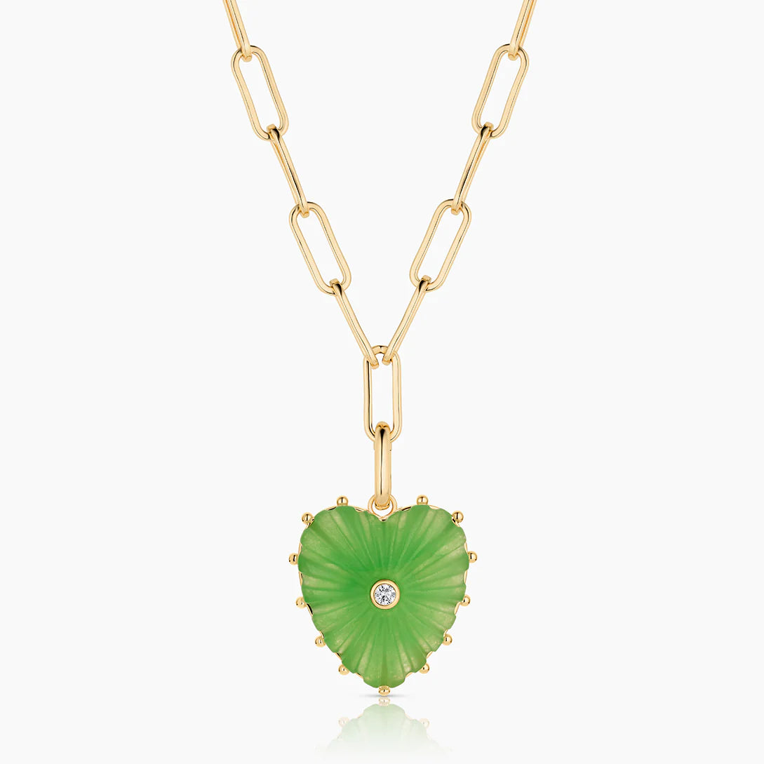 THATCH Jewelry Malene Heart Clip Charm - Light Jade Jewelry - Sloane Boutique