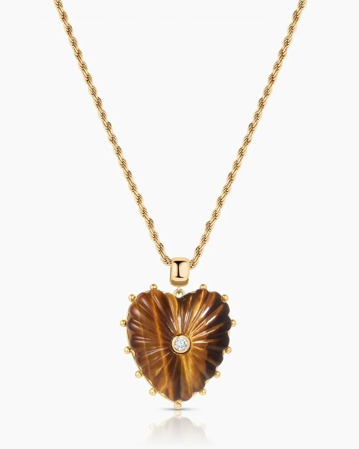 Thatch Malene Heart Charm - Tiger's Eye Jewelry - Sloane Boutique