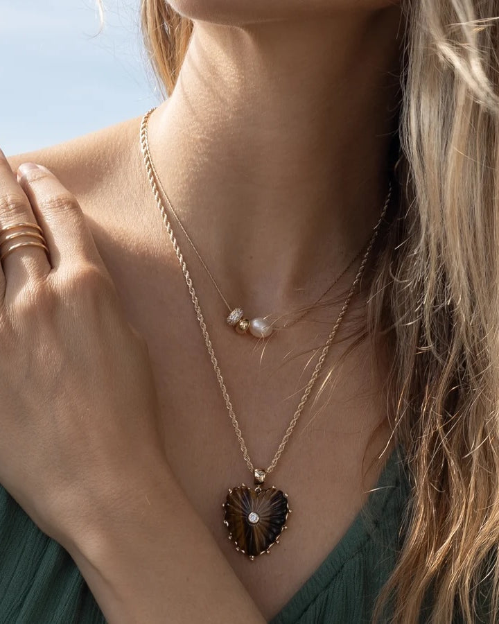 Thatch Malene Heart Charm - Tiger's Eye Jewelry - Sloane Boutique
