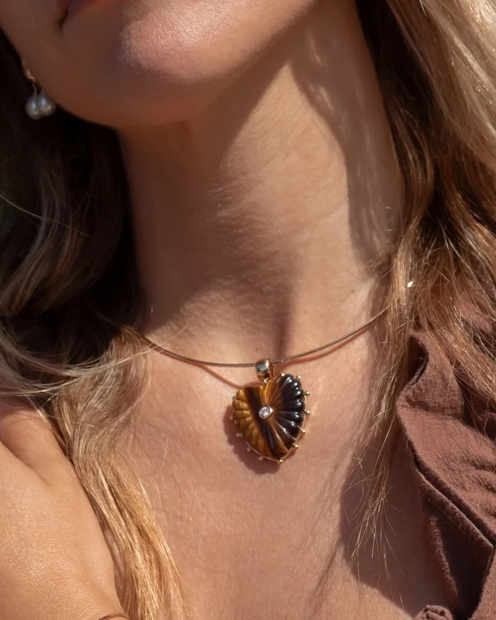 Thatch Malene Heart Charm - Tiger's Eye Jewelry - Sloane Boutique