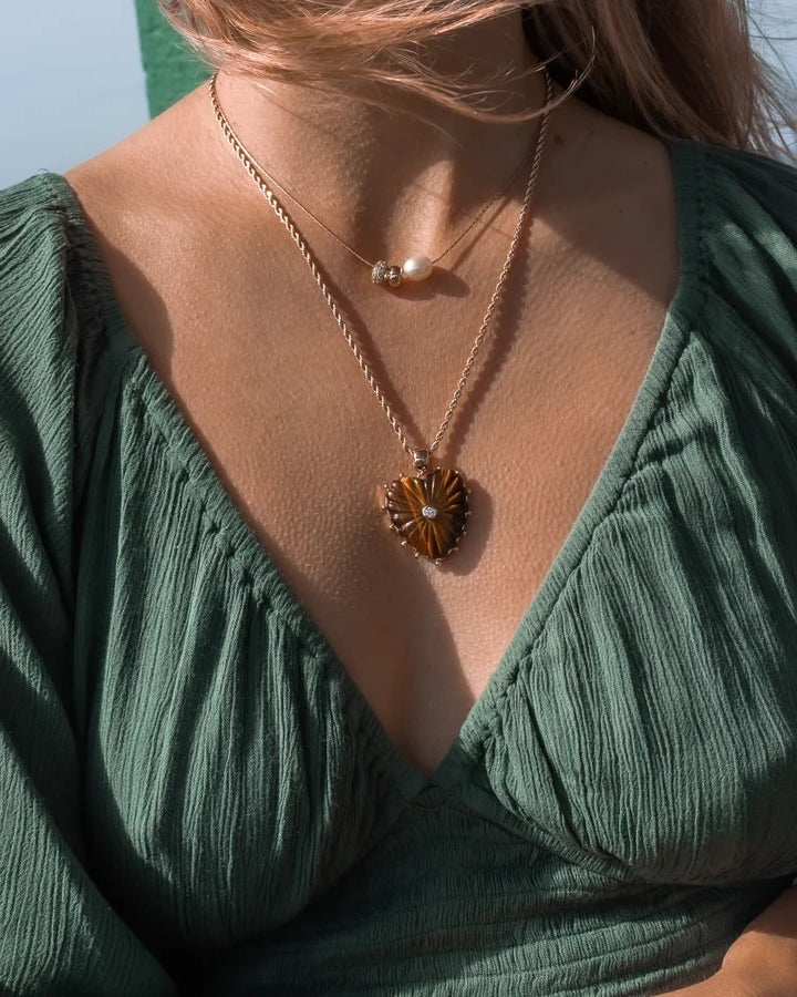 Thatch Malene Heart Charm - Tiger's Eye Jewelry - Sloane Boutique