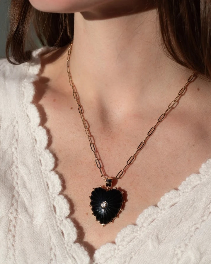 THATCH Malene Onyx Heart Charm - Onyx Jewelry - Sloane Boutique