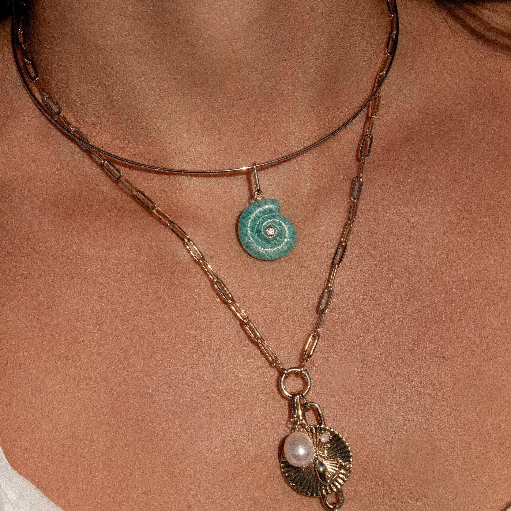 THATCH Nautilus Spiral Shell Charm - Amazonite Jewelry - Sloane Boutique
