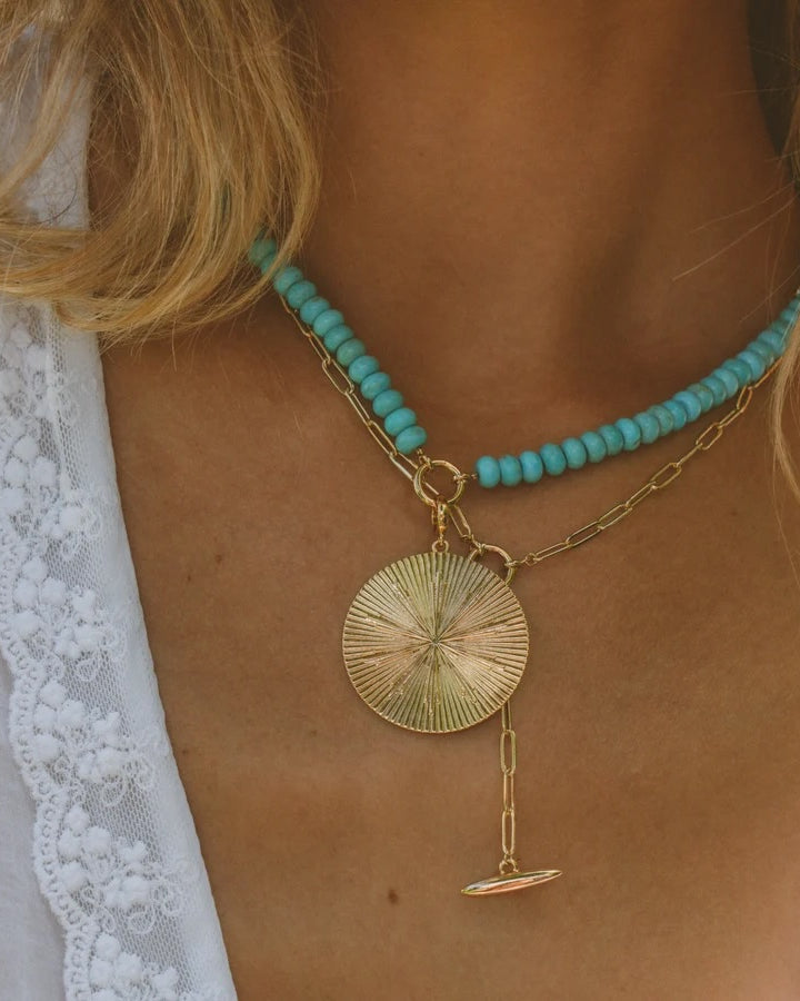 Thatch Sundial Grande Beaded Necklace - Gold Jewelry - Sloane Boutique