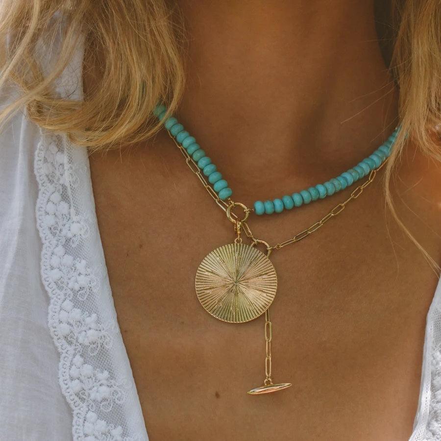 Thatch Sundial Grande Beaded Necklace - Gold Jewelry - Sloane Boutique