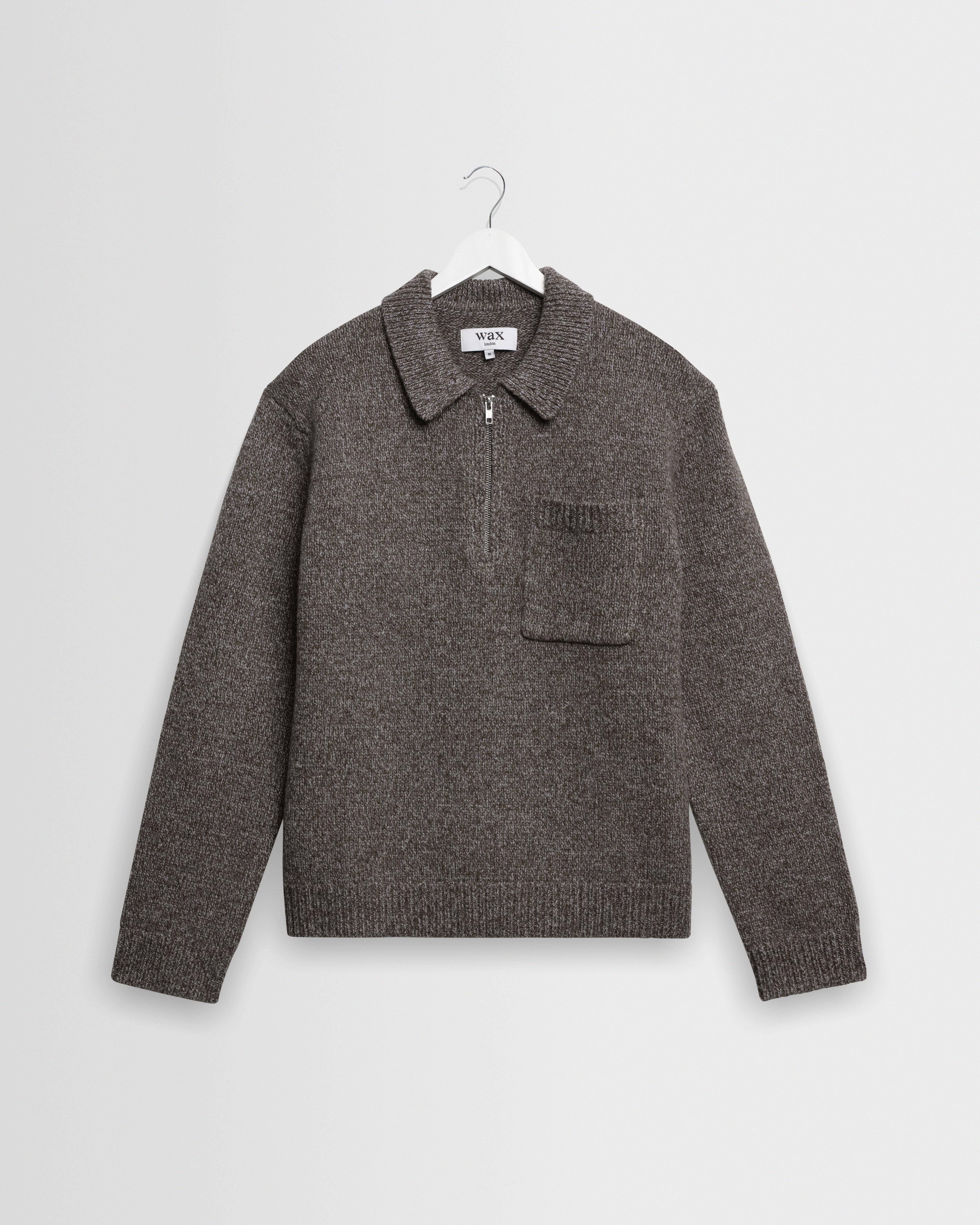 Wax London Alpha Zip Polo - Brown/Grey Men's Tops - Sloane Boutique