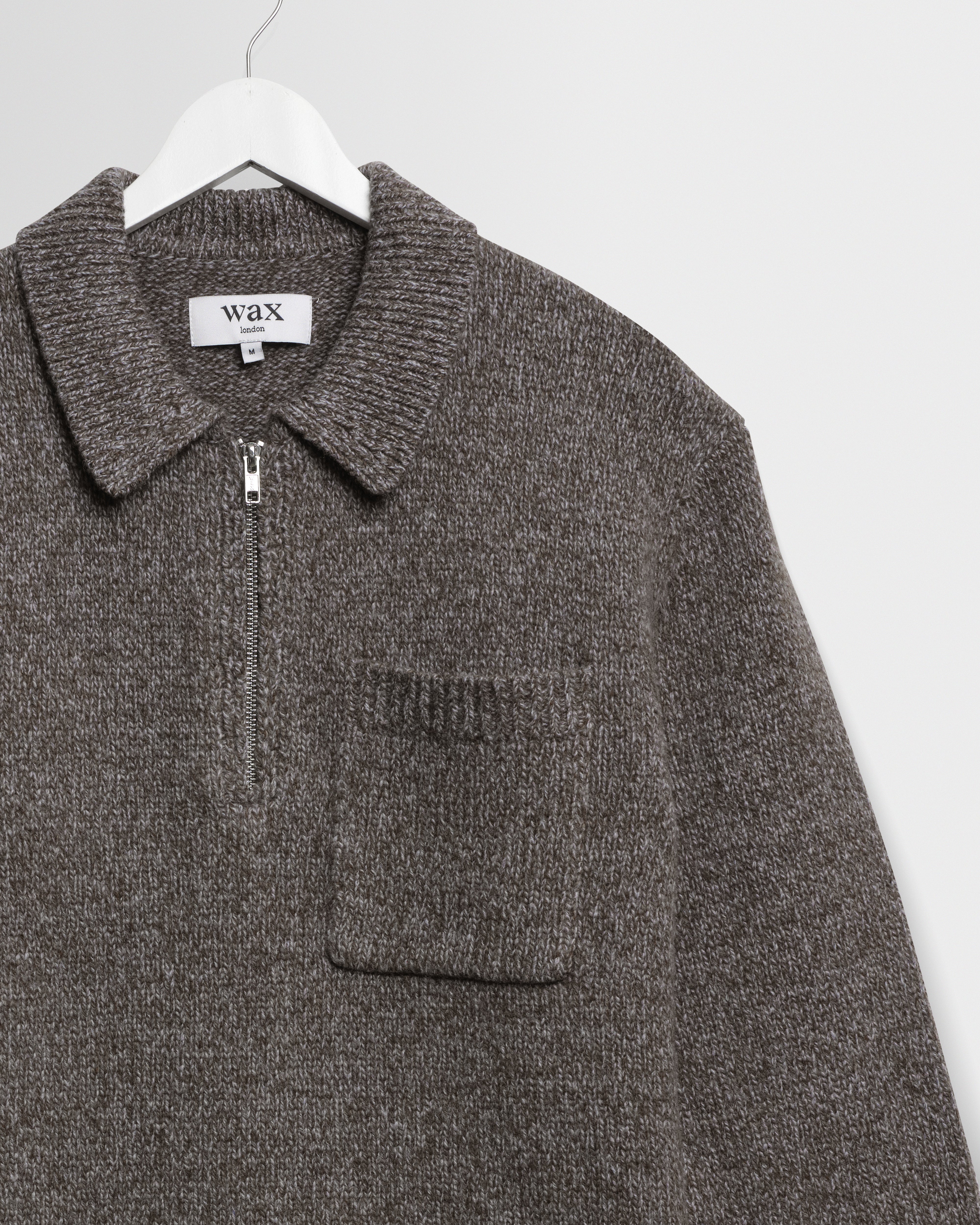 Wax London Alpha Zip Polo - Brown/Grey Men's Tops - Sloane Boutique