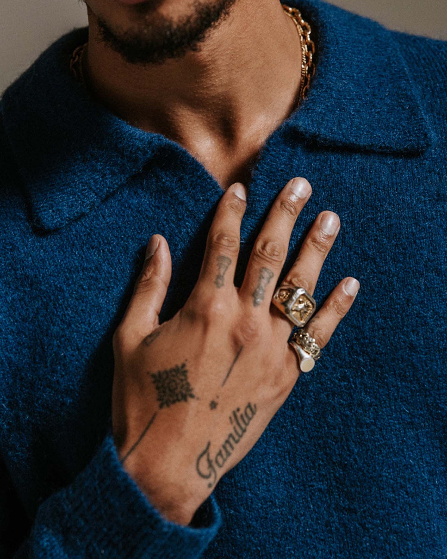 Wax London Carter Open Collar Polo - Blue Men's Tops - Sloane Boutique