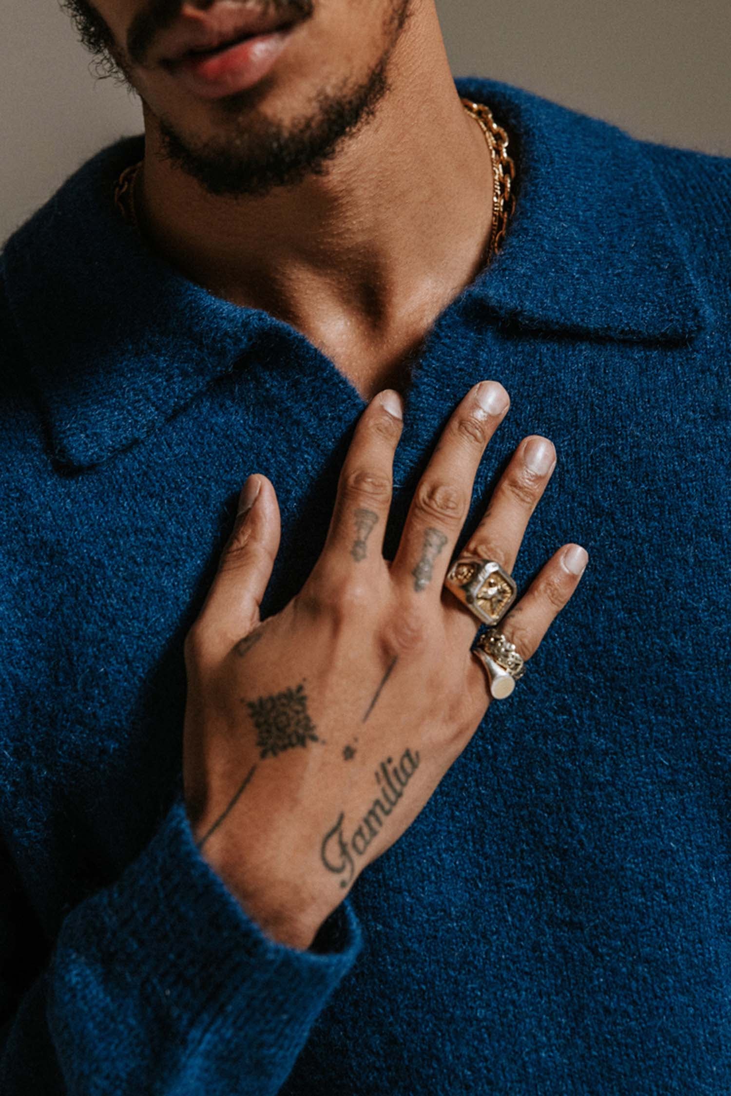 Wax London Carter Open Collar Polo - Blue Men's Tops - Sloane Boutique