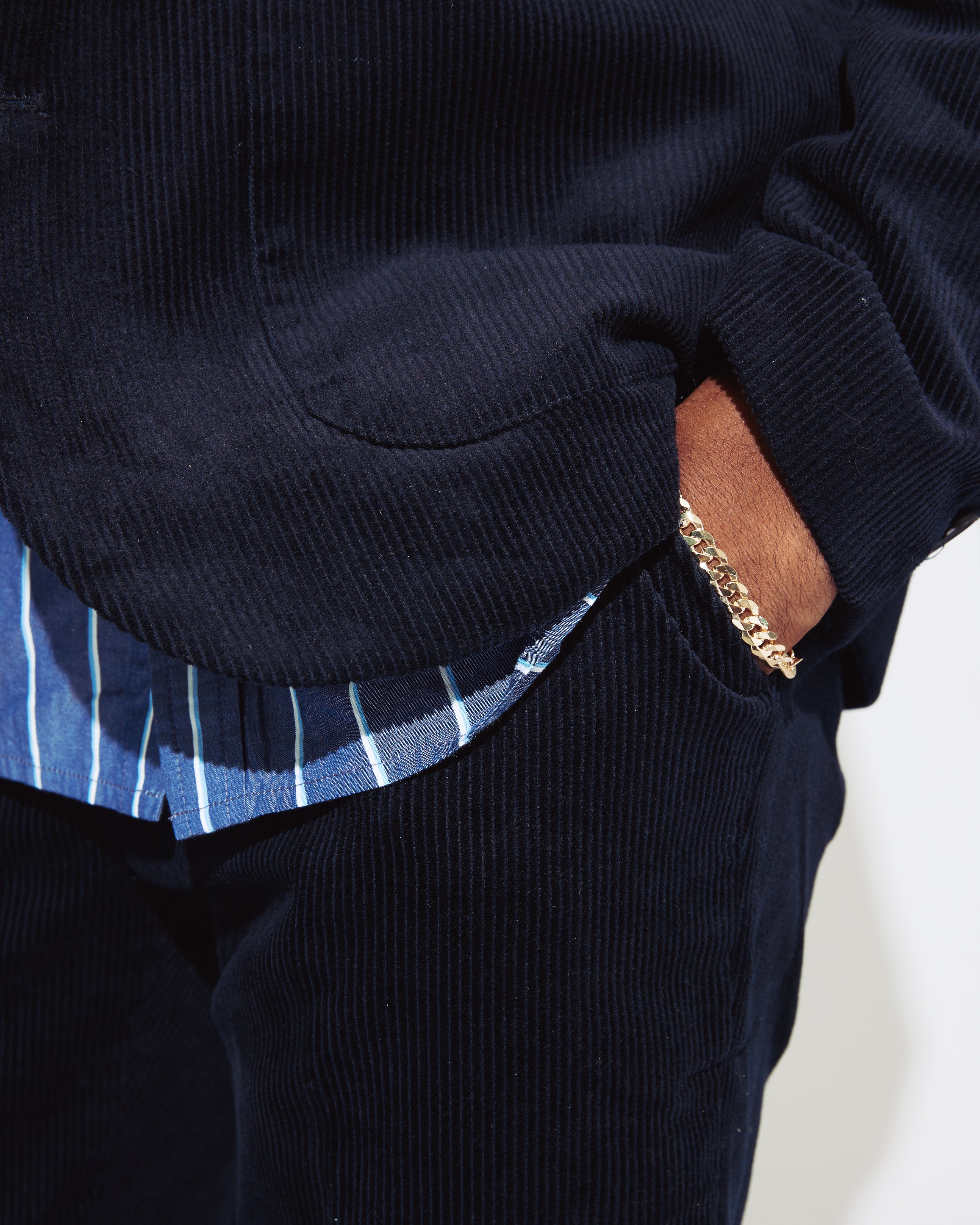 Wax London Fintry Blazer - Navy Corduroy Outerwear - Sloane Boutique
