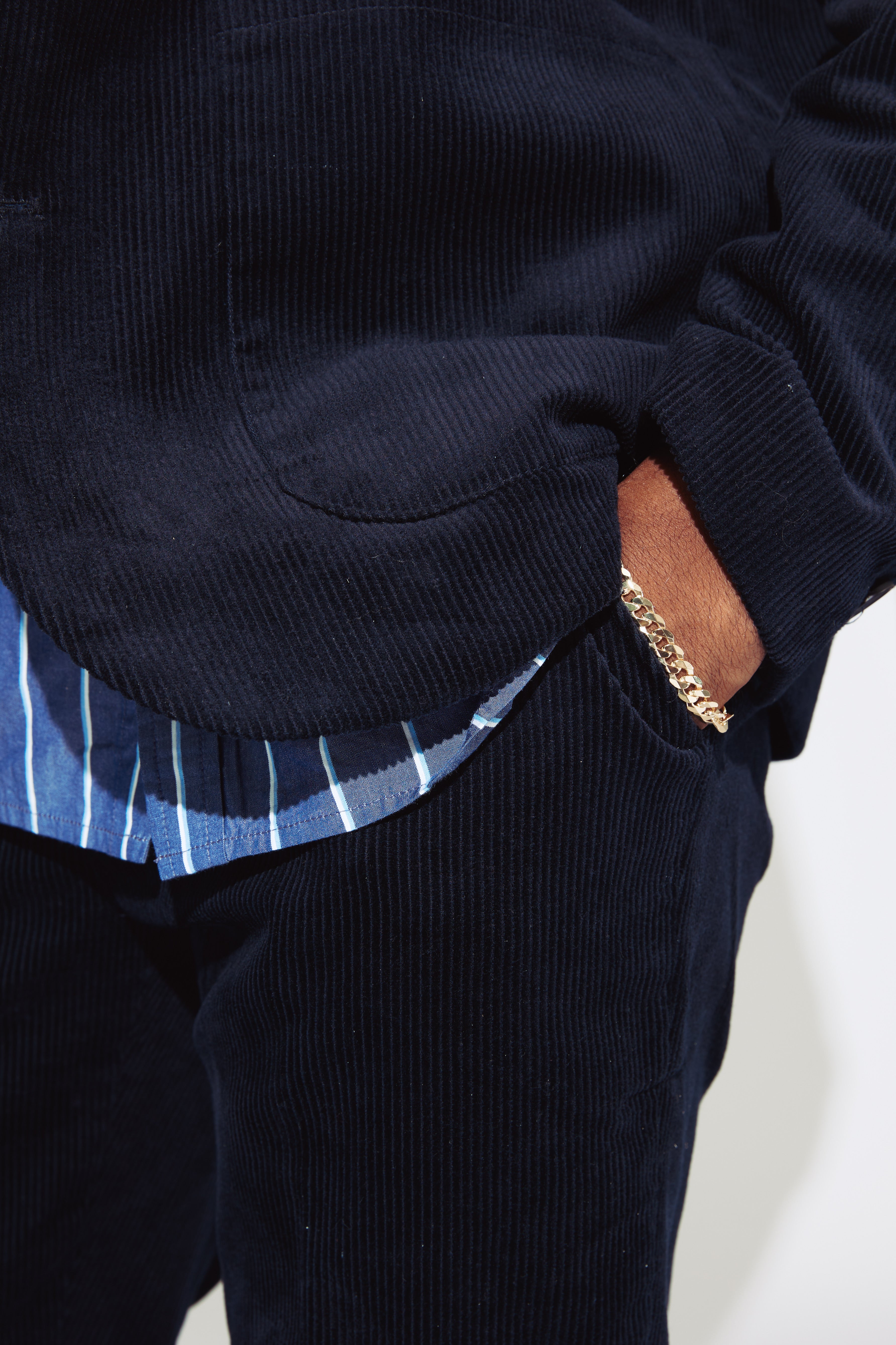 Wax London Fintry Blazer - Navy Corduroy Outerwear - Sloane Boutique