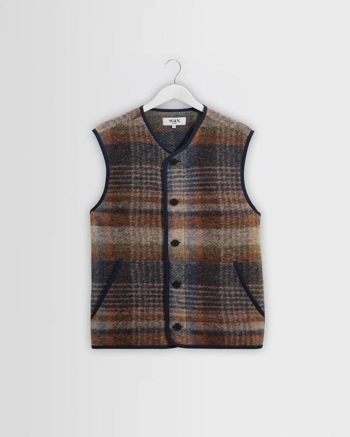 Wax London Gower Gilet - Oatmeal/Multi Outerwear - Sloane Boutique