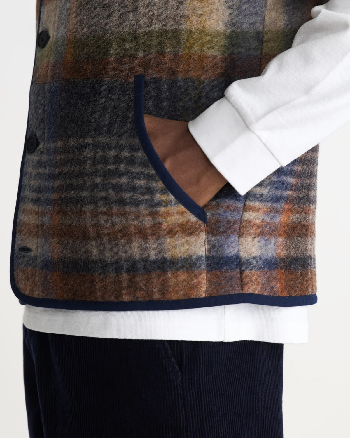 Wax London Gower Gilet - Oatmeal/Multi Outerwear - Sloane Boutique