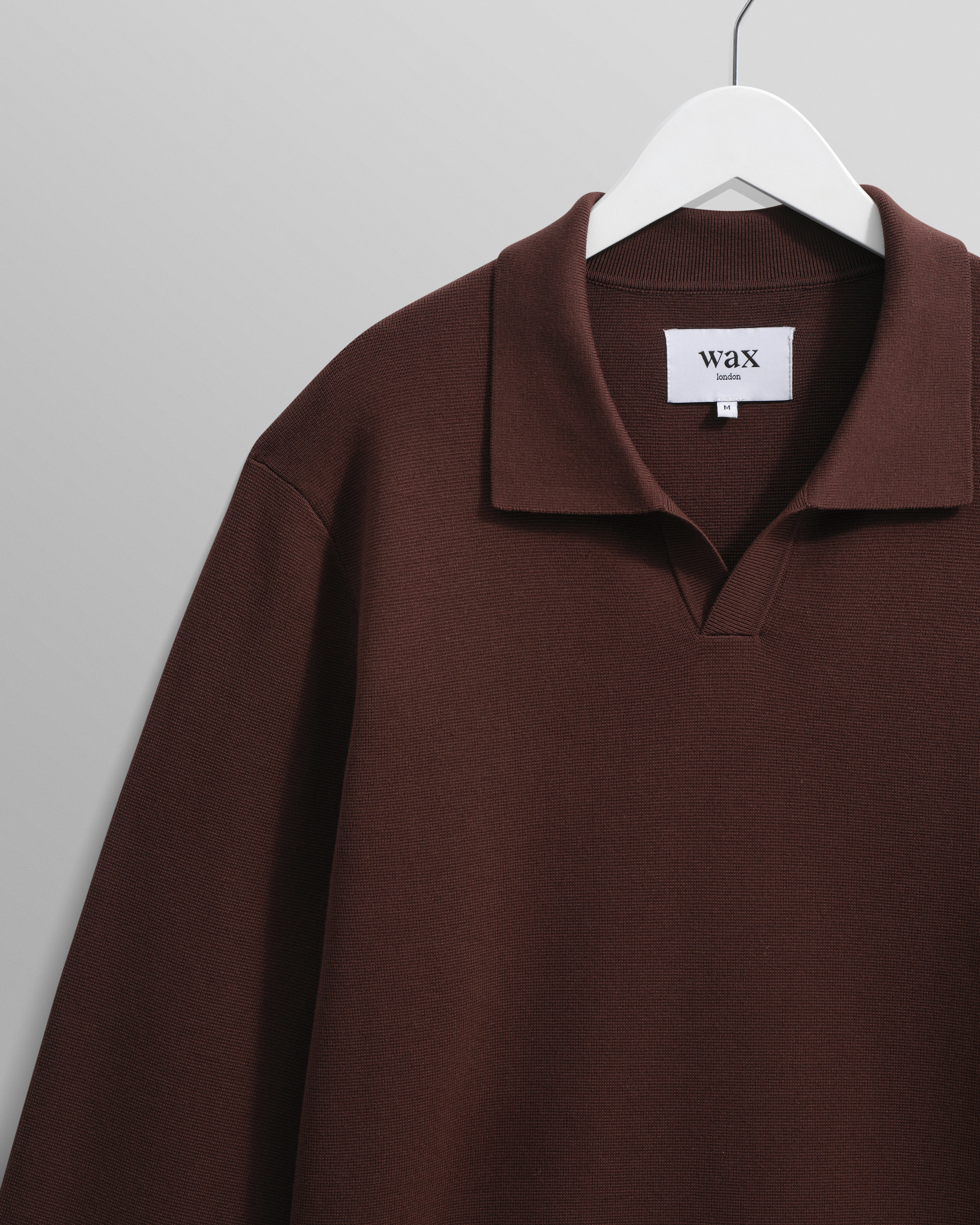 Wax London Men's Carter Open Collar Polo - Brown Men's Tops - Sloane Boutique