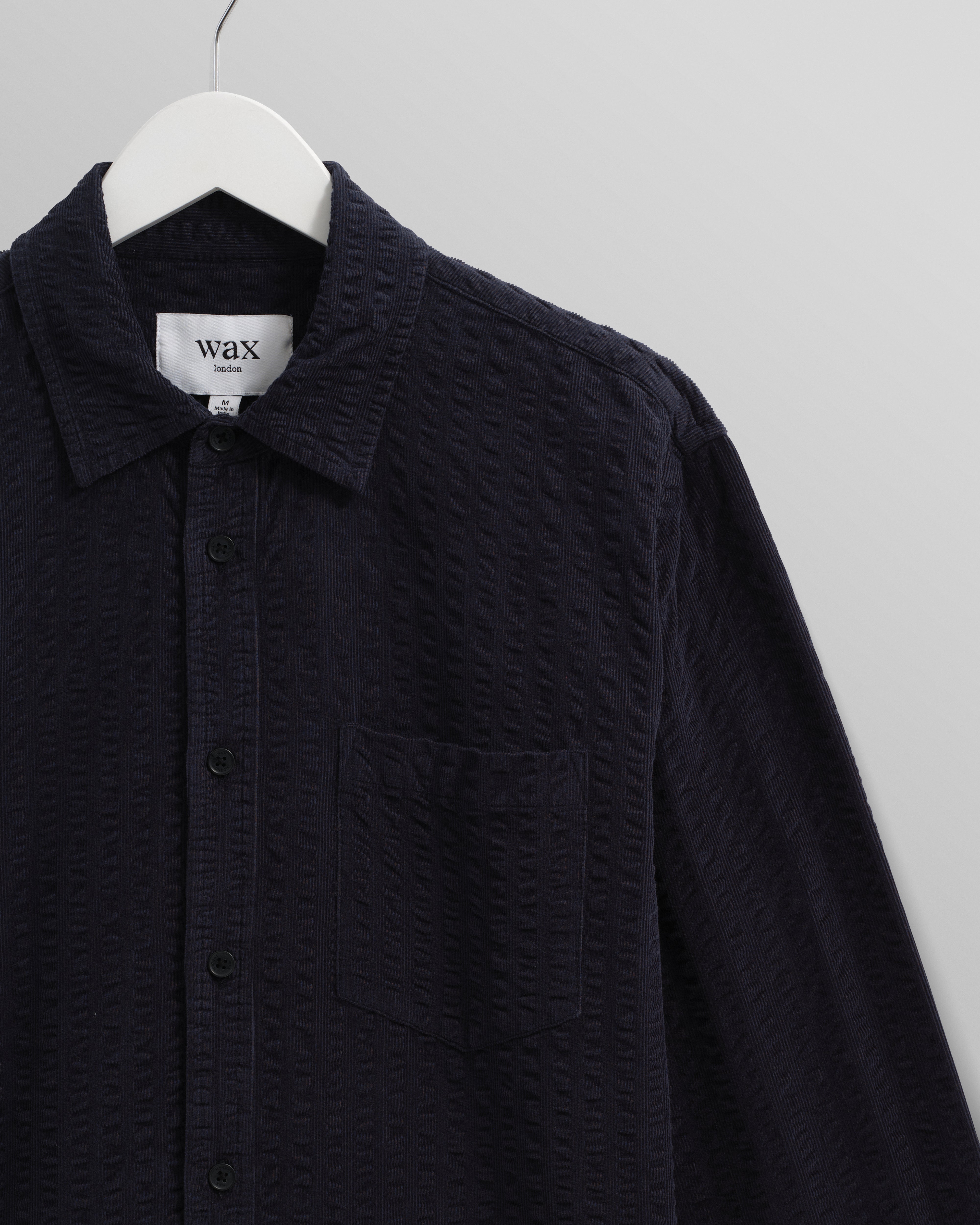 Wax London Men's Shelly Shirt Seersucker Cord - Navy Men's Tops - Sloane Boutique