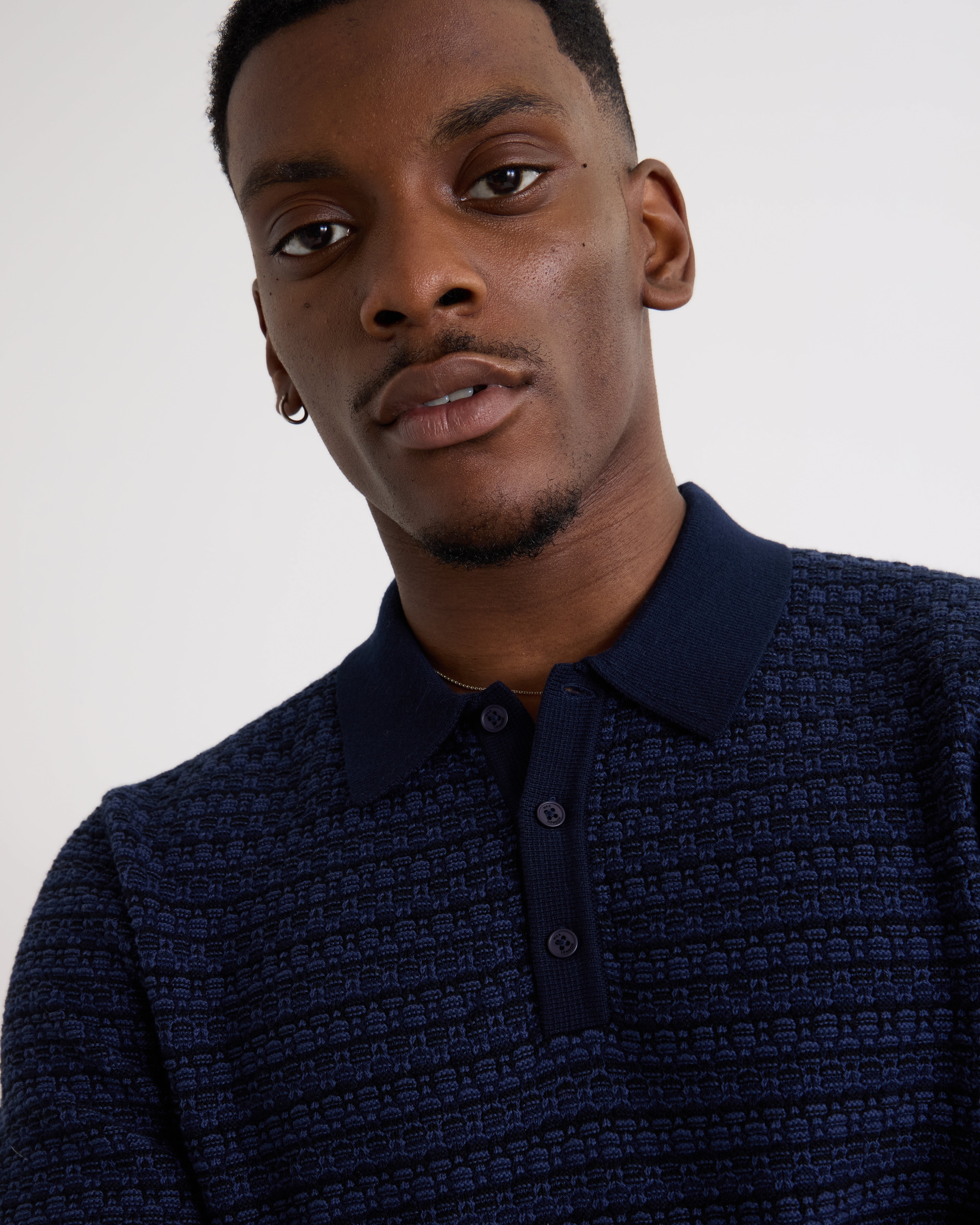 Wax London Naples Polo - Navy Geo Men's Tops - Sloane Boutique
