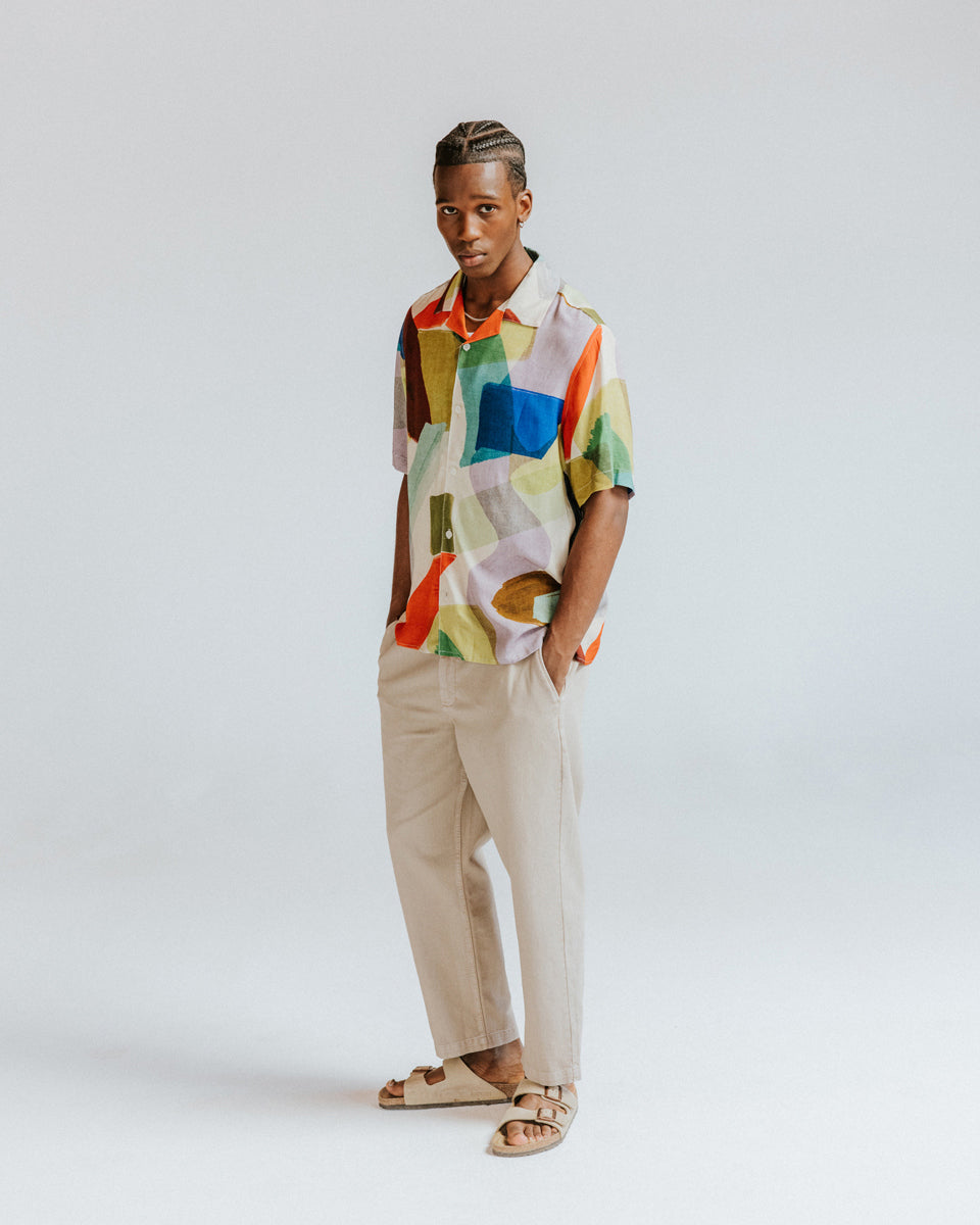Wax London Painted Shapes Didcot Short Sleeve - Multicolor Men's Tops - Sloane Boutique