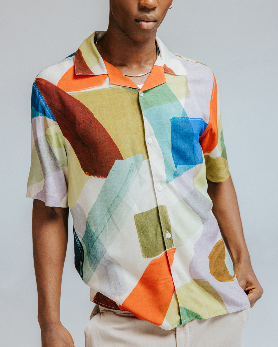 Wax London Painted Shapes Didcot Short Sleeve - Multicolor Men's Tops - Sloane Boutique