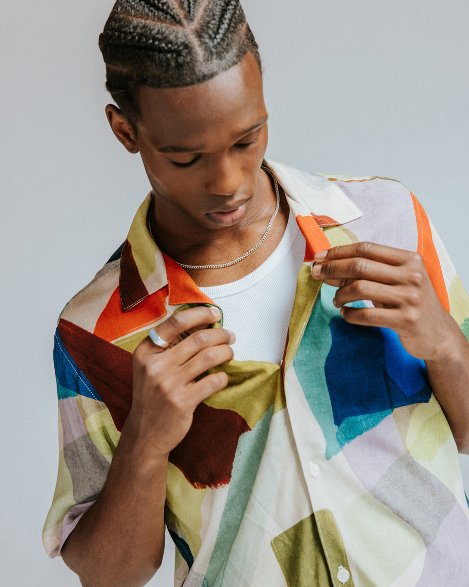 Wax London Painted Shapes Didcot Short Sleeve - Multicolor Men's Tops - Sloane Boutique