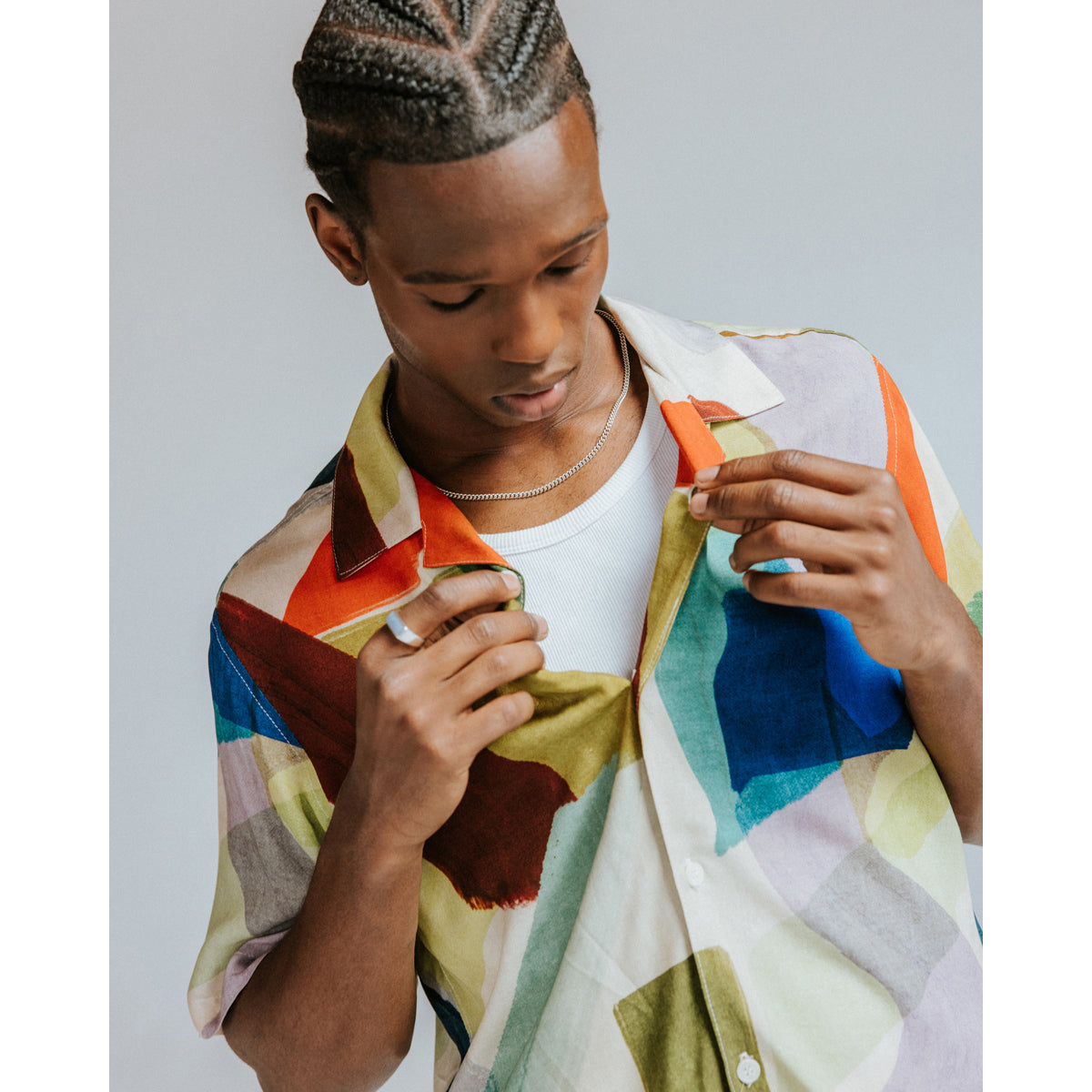 Wax London Painted Shapes Didcot Short Sleeve - Multicolor Men's Tops - Sloane Boutique