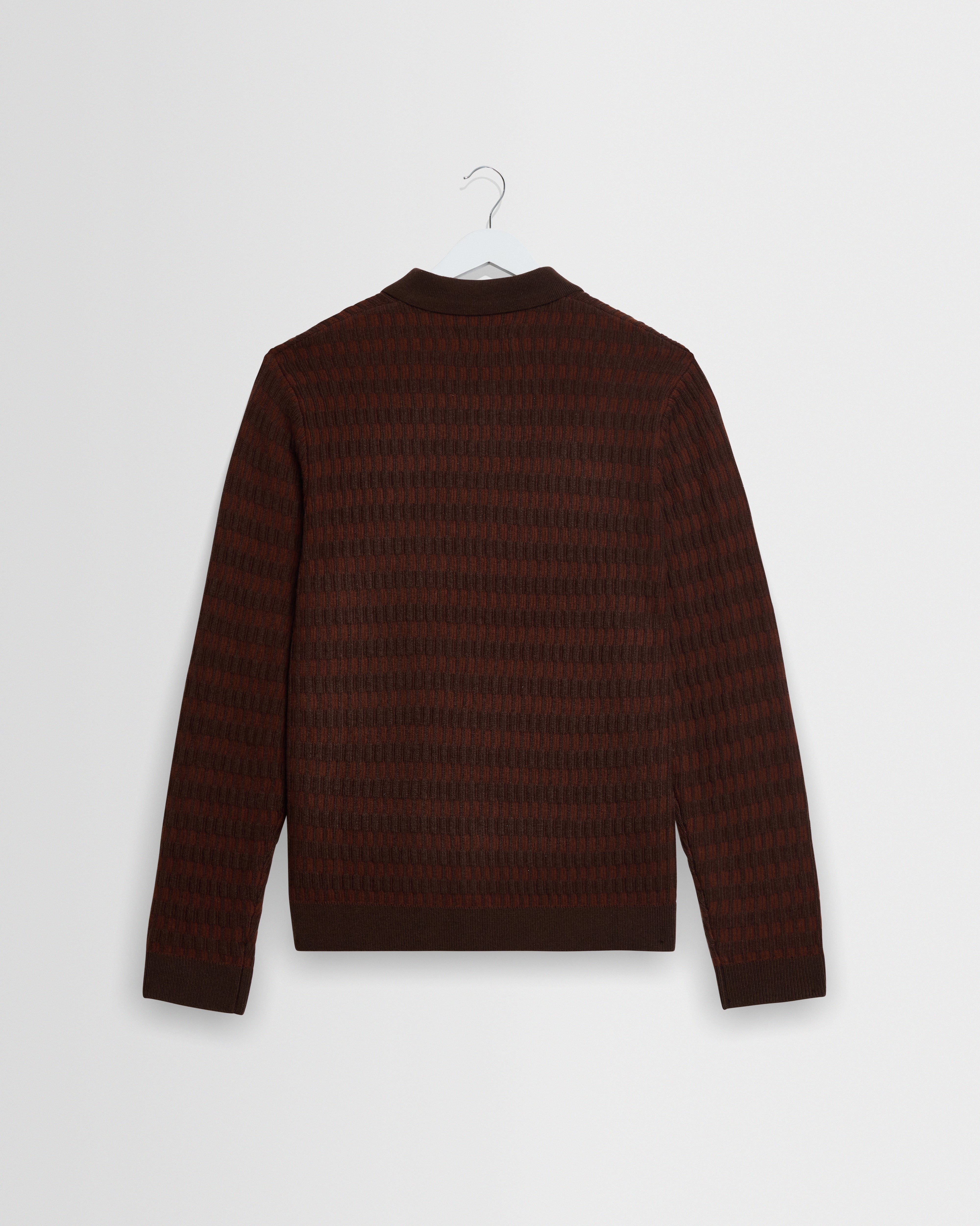 Wax London Tristan L/S -Ribbed Brown Check Men's Tops - Sloane Boutique