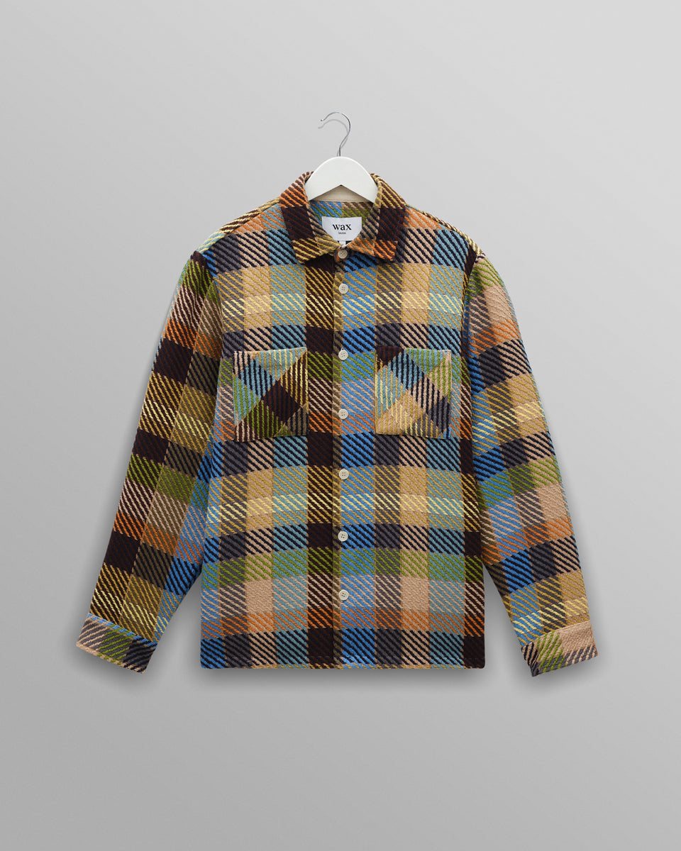 Wax London Whiting Overshirt - Pike Check Khaki Men's Tops - Sloane Boutique