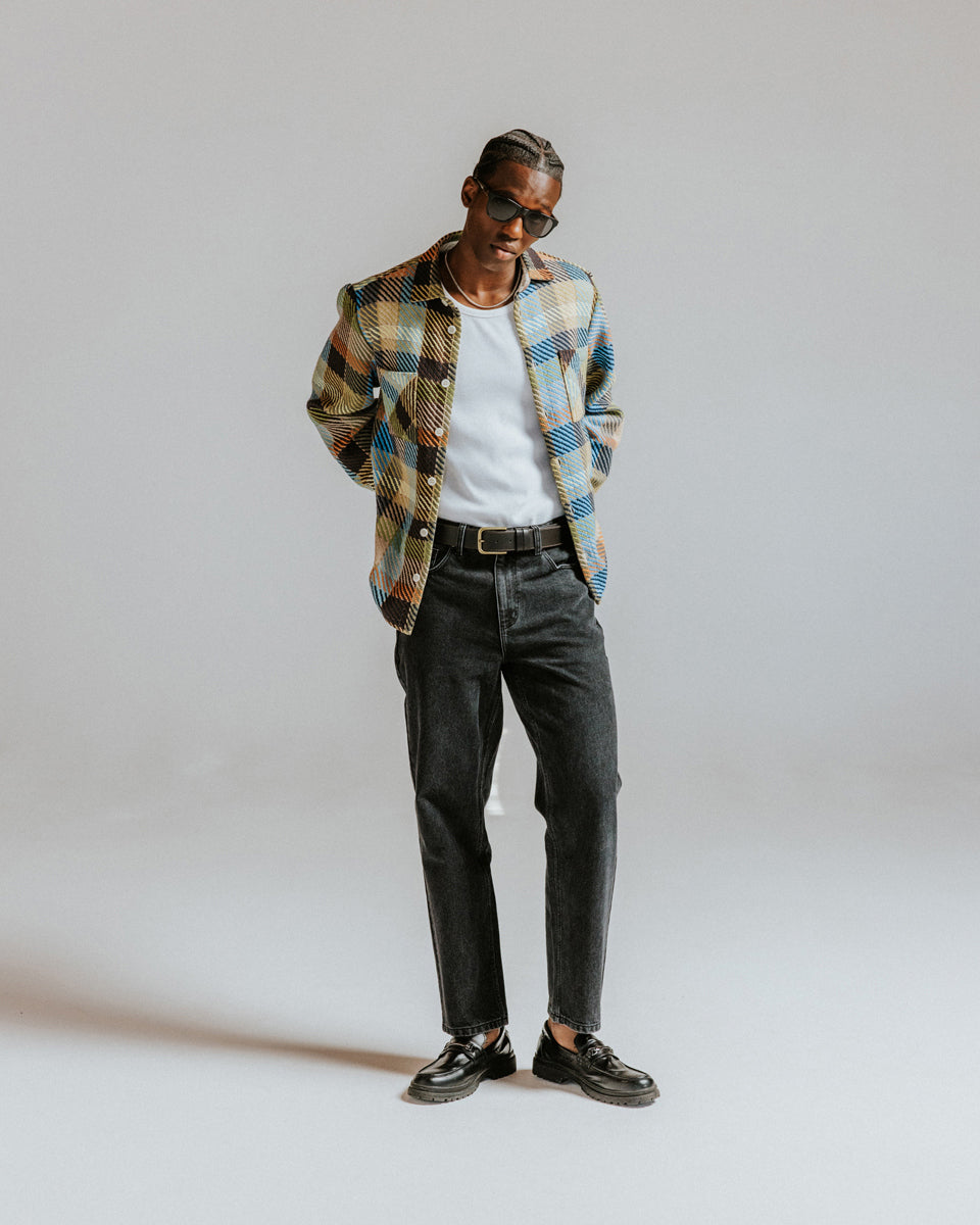 Wax London Whiting Overshirt - Pike Check Khaki Men's Tops - Sloane Boutique