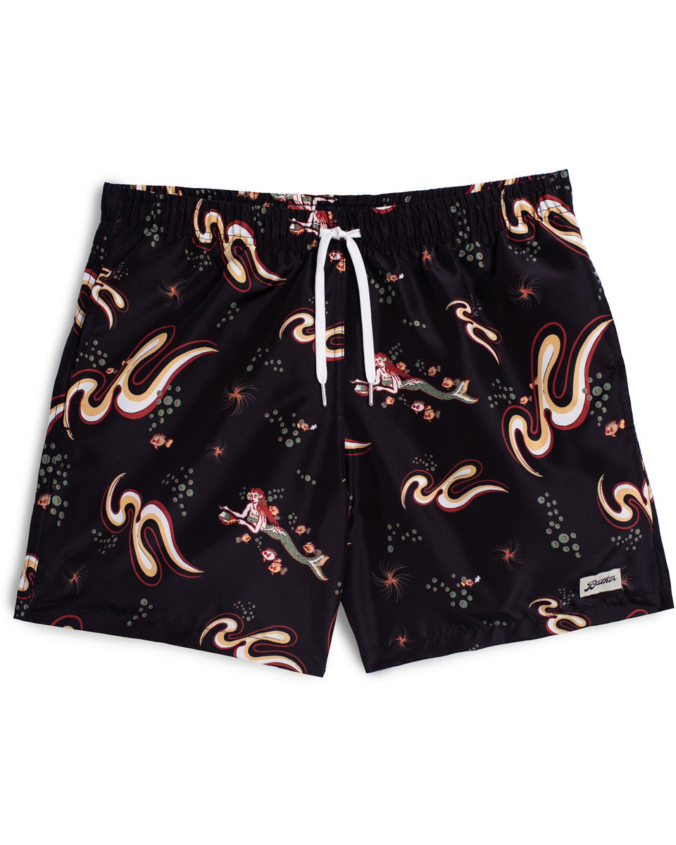 Bather Men’s Patterned Swim Trunks - Black Siren Ocean Men's Bottoms - Sloane Boutique