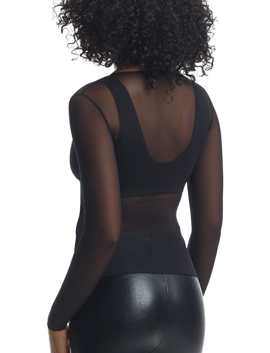 Commando Chic Mesh Long Sleeve Top - Black Women's Tops - Sloane Boutique