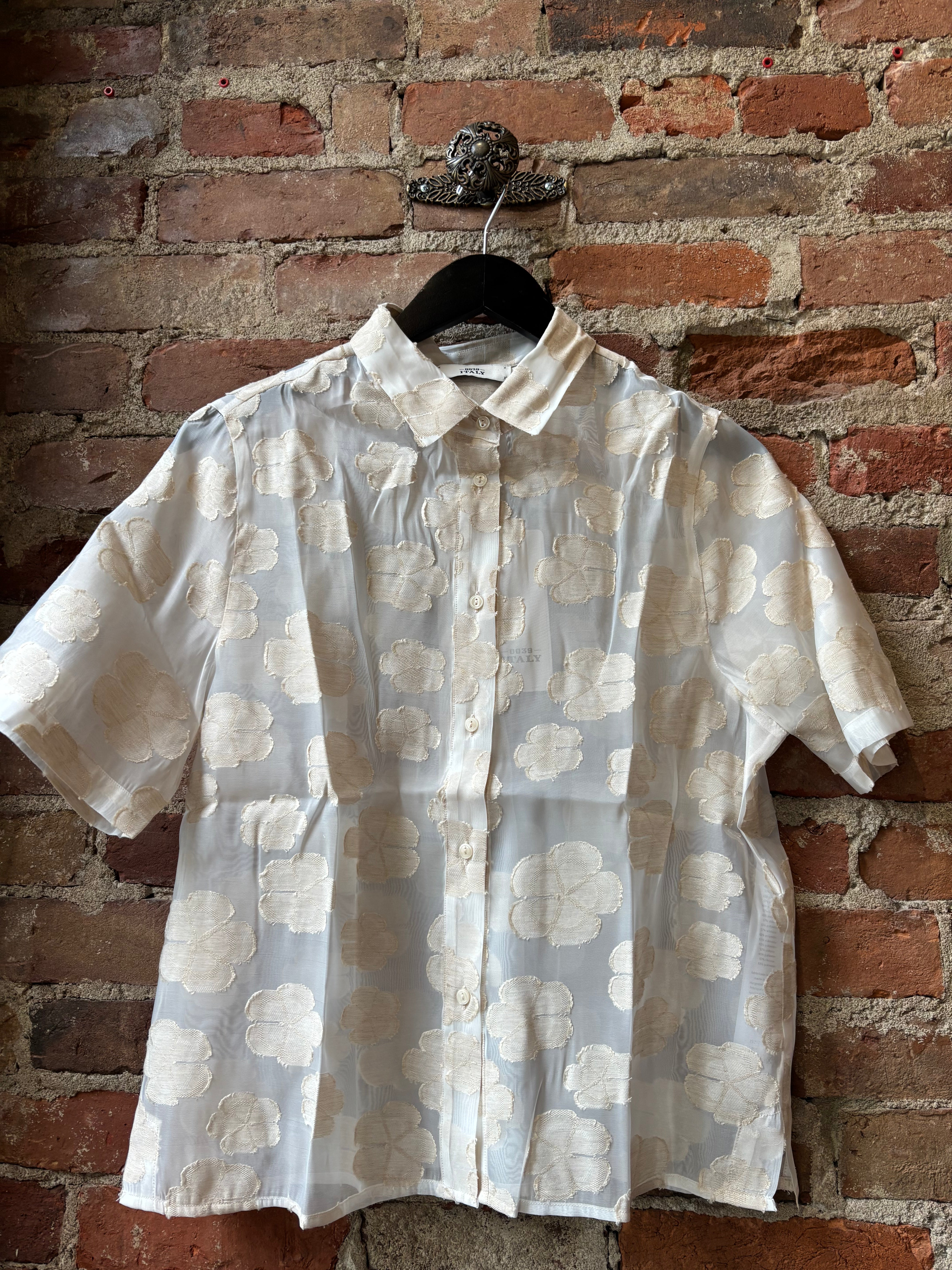 0039 Italy Bea Blouse - Organza Flocked Women's Tops - Sloane Boutique