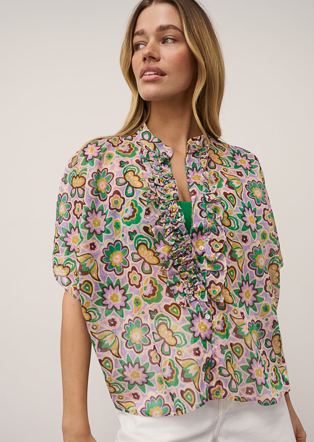 0039 Italy Daisy Blouse - Print Women's Tops - Sloane Boutique