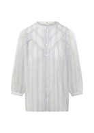 0039 Italy Faviola Fancy Blouse - Blue / White Women's Tops - Sloane Boutique
