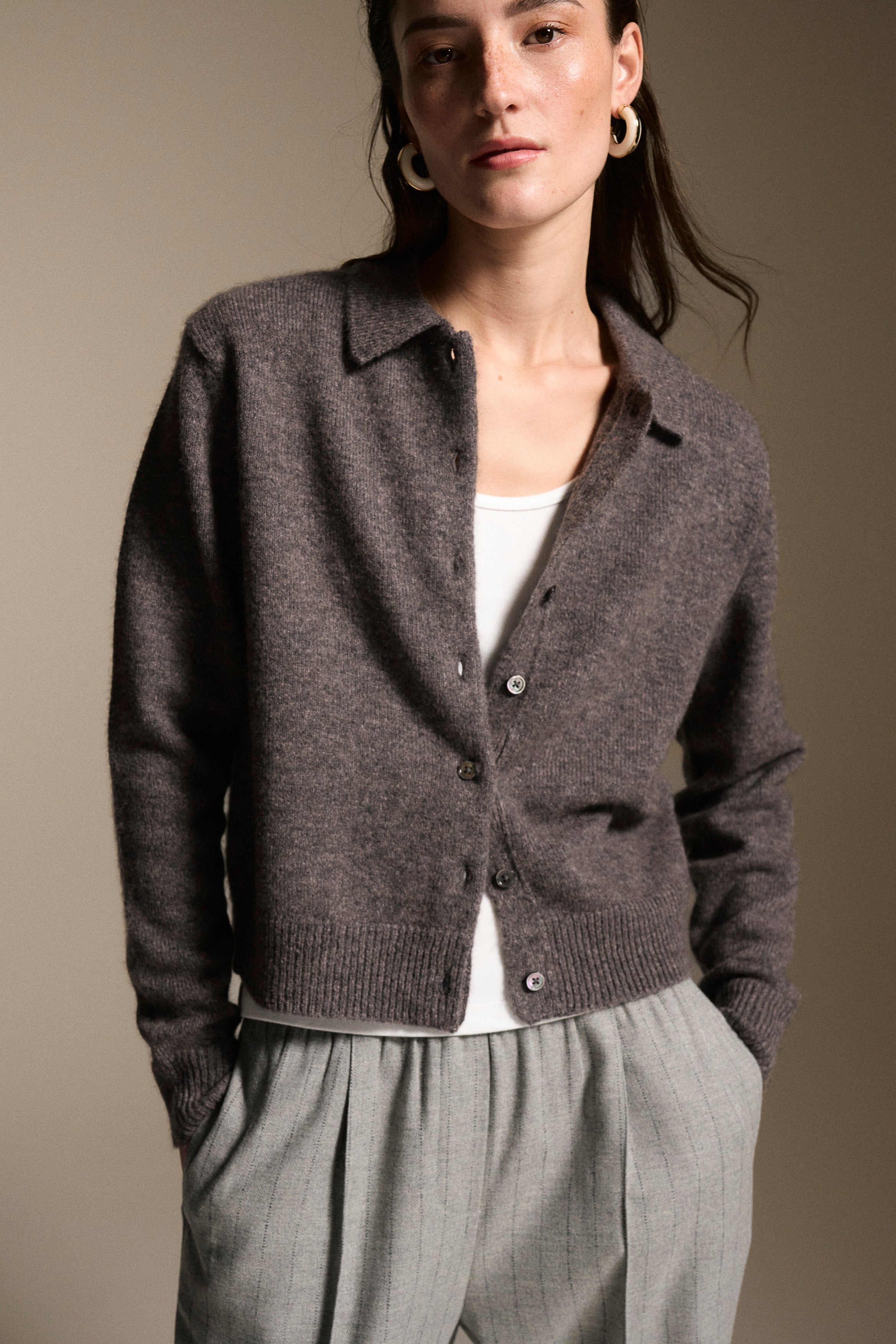 0039 Italy Gina Cardigan - Taupe Women's Tops - Sloane Boutique