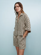 0039 Italy Hollie Blouse - Olive / White Women's Tops - Sloane Boutique