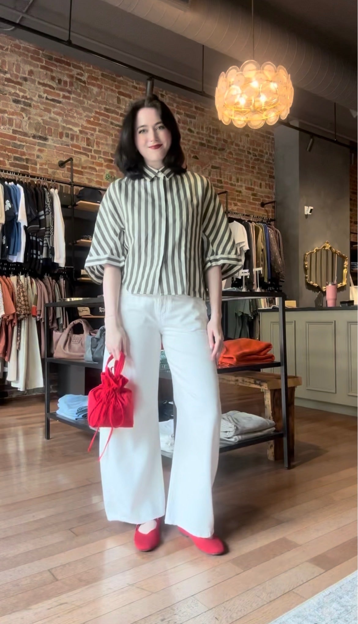 0039 Italy Hollie Blouse - Olive / White Women's Tops - Sloane Boutique