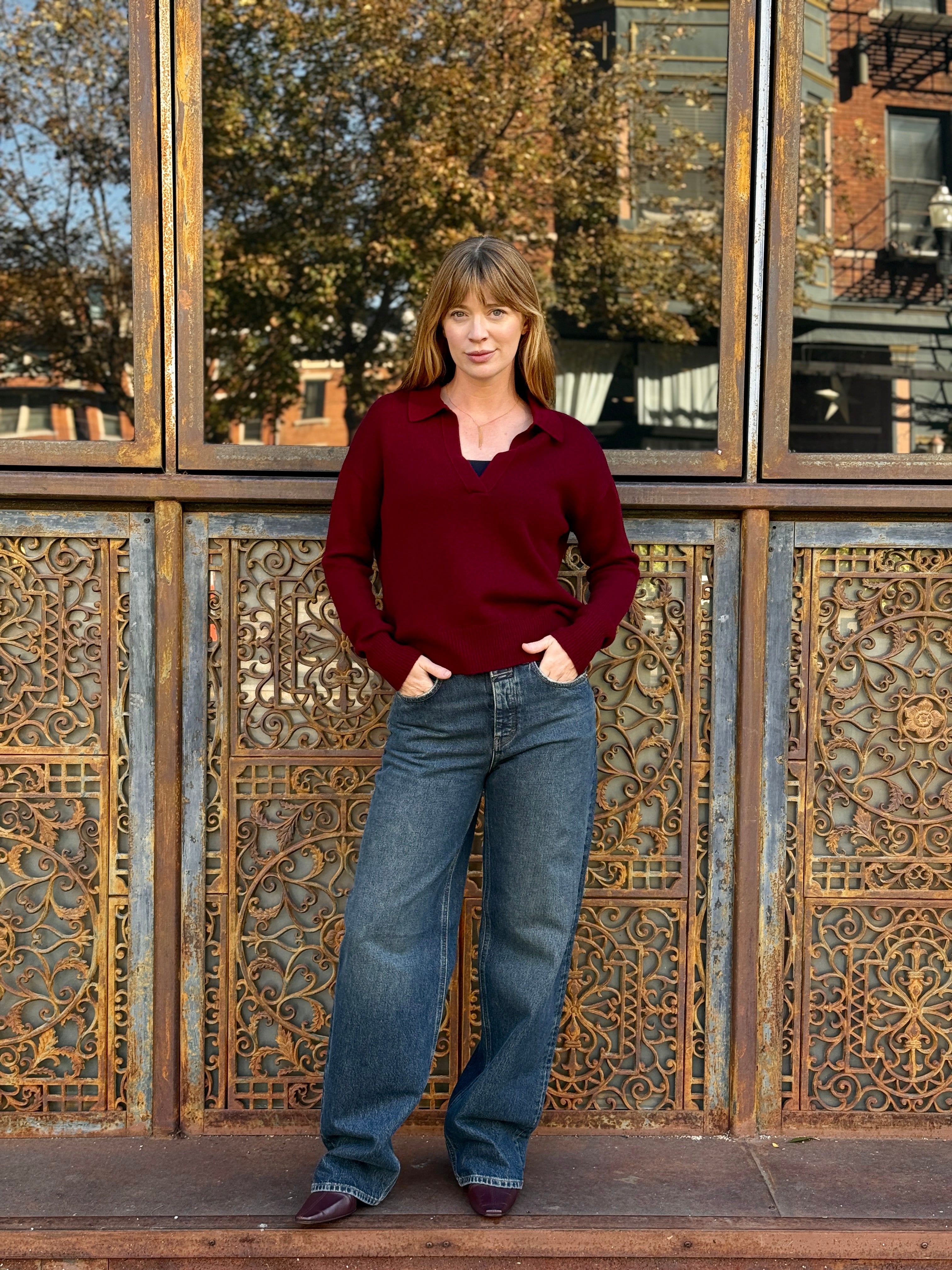 0039 Italy Iris LA Pullover - Burgundy sale tops - Sloane Boutique