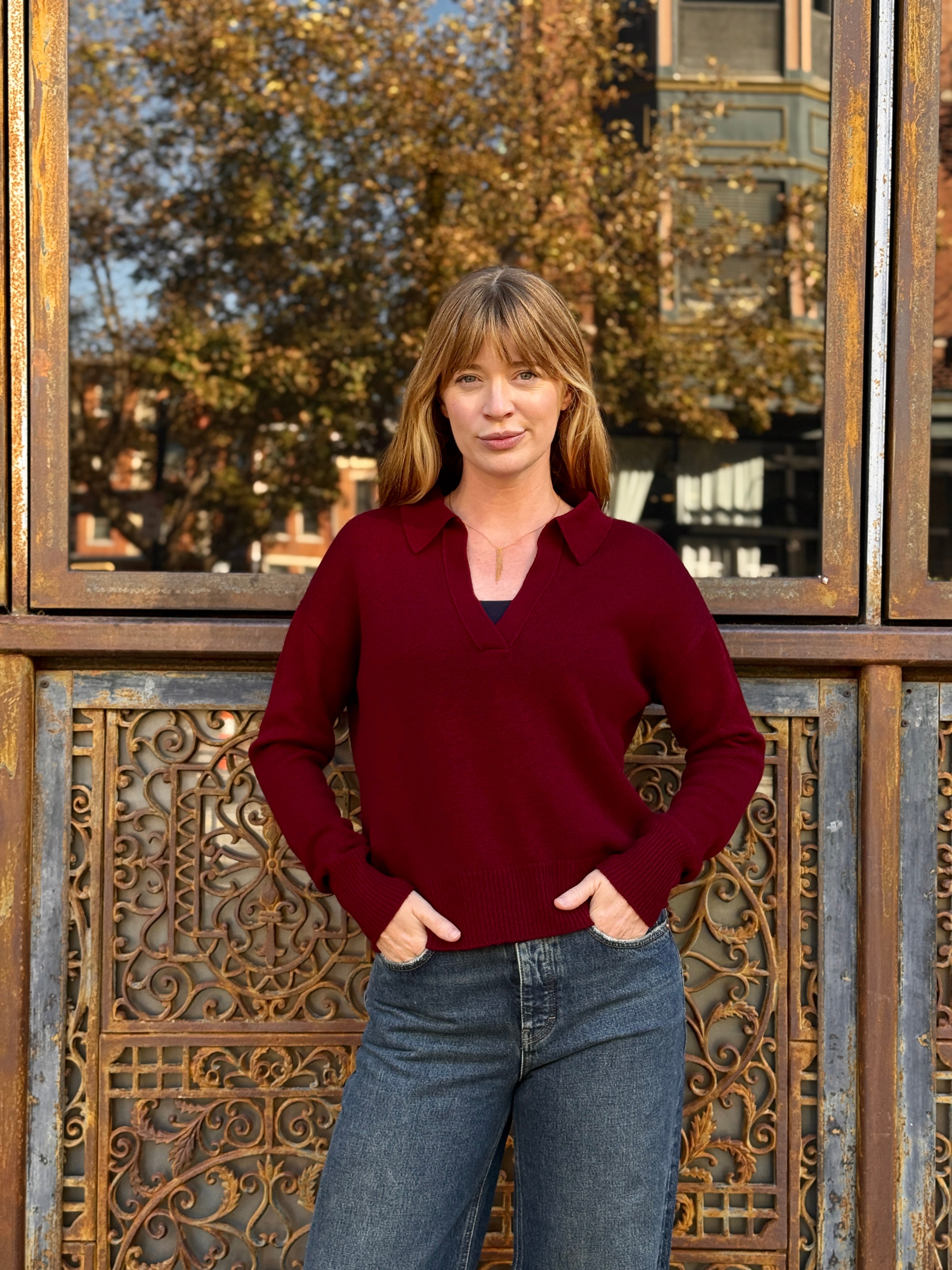 0039 Italy Iris LA Pullover - Burgundy sale tops - Sloane Boutique