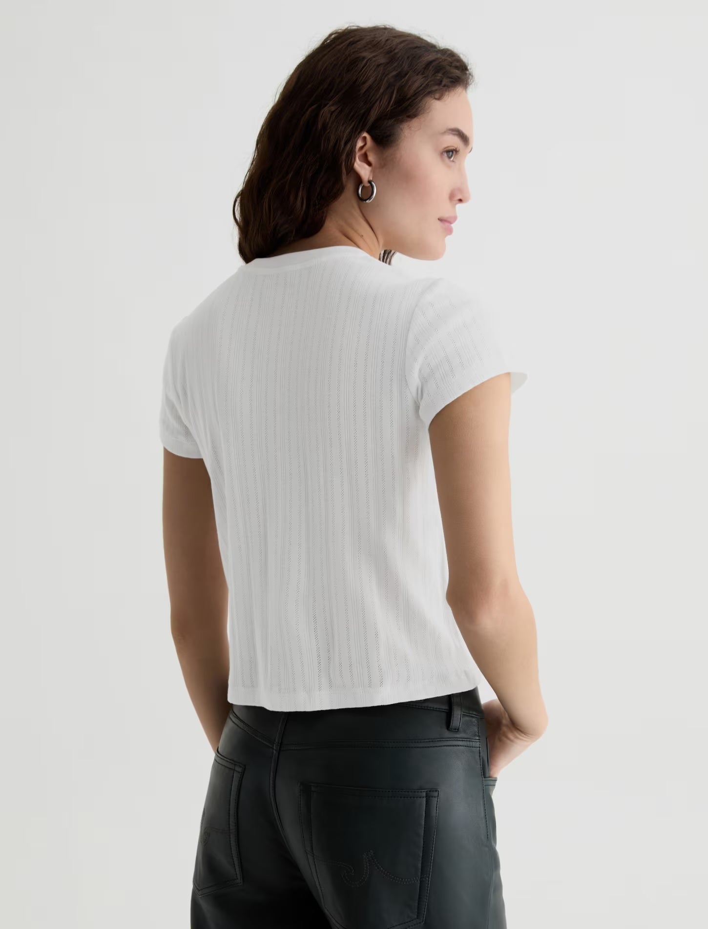 AG Jeans Sadie Pointelle Crew - Powder Women's Tops - Sloane Boutique