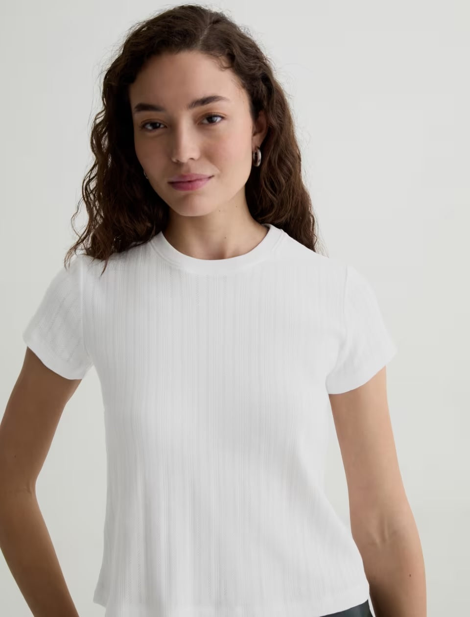 AG Jeans Sadie Pointelle Crew - Powder Women's Tops - Sloane Boutique
